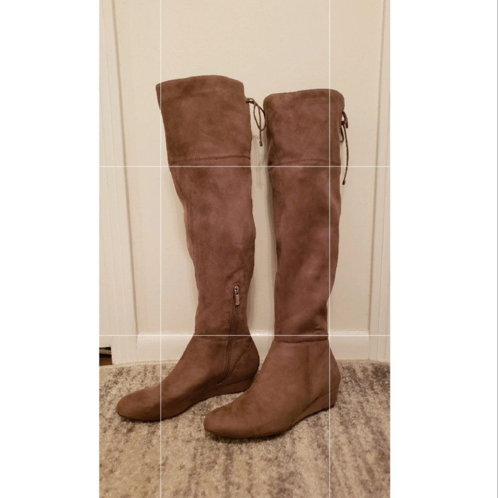 Tan Suede Knee High Boots